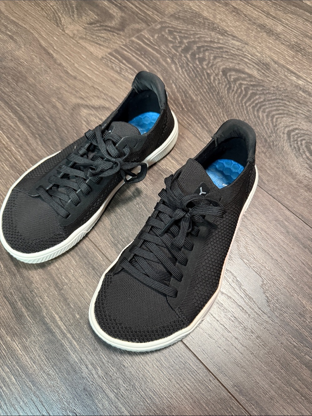 Women's Black Knit Lace-Up Athletic Sneakers